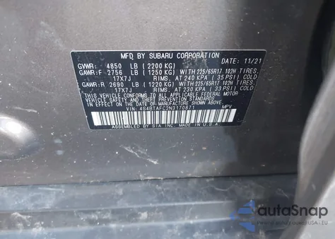 2022 Subaru Outback Premium z USA, uszkodzony, nr VIN 4S4BTAFC2N3170871